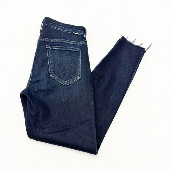 Mother High Waisted Looker Ankle Fray Last Call Dark Wash Denim Jeans Size 28 - Picture 10 of 10